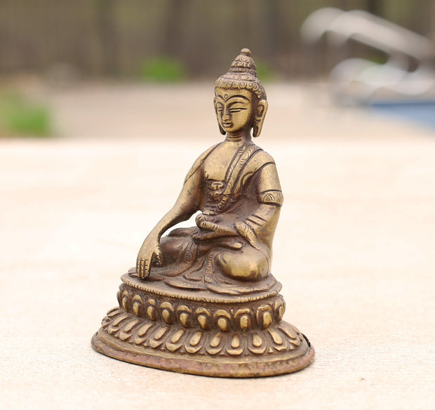 Dhyana Buddha Statue Solid Brass for Home Altar Shrine Meditation Room 4 Inches Tall