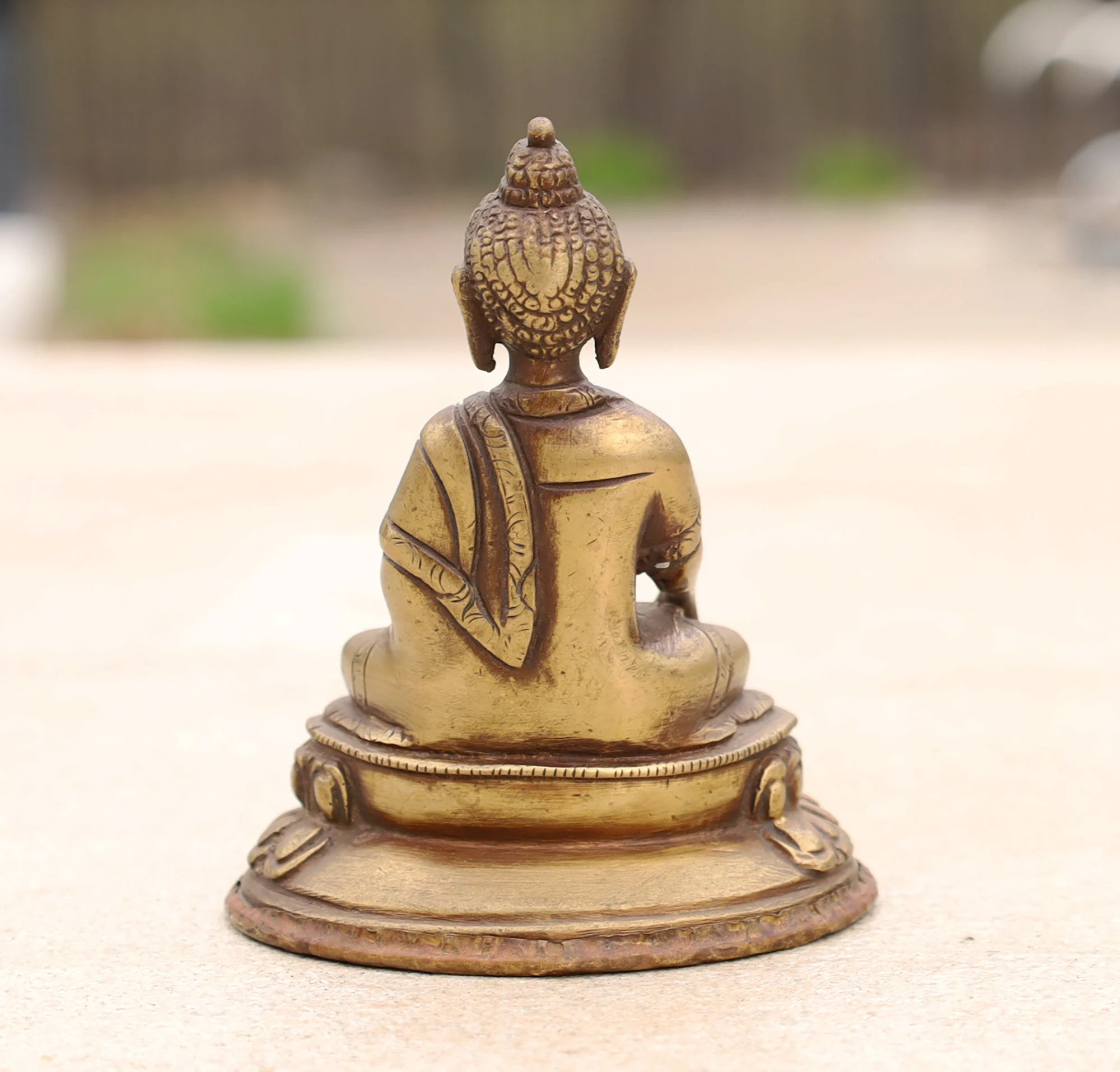 Dhyana Buddha Statue Solid Brass for Home Altar Shrine Meditation Room 4 Inches Tall