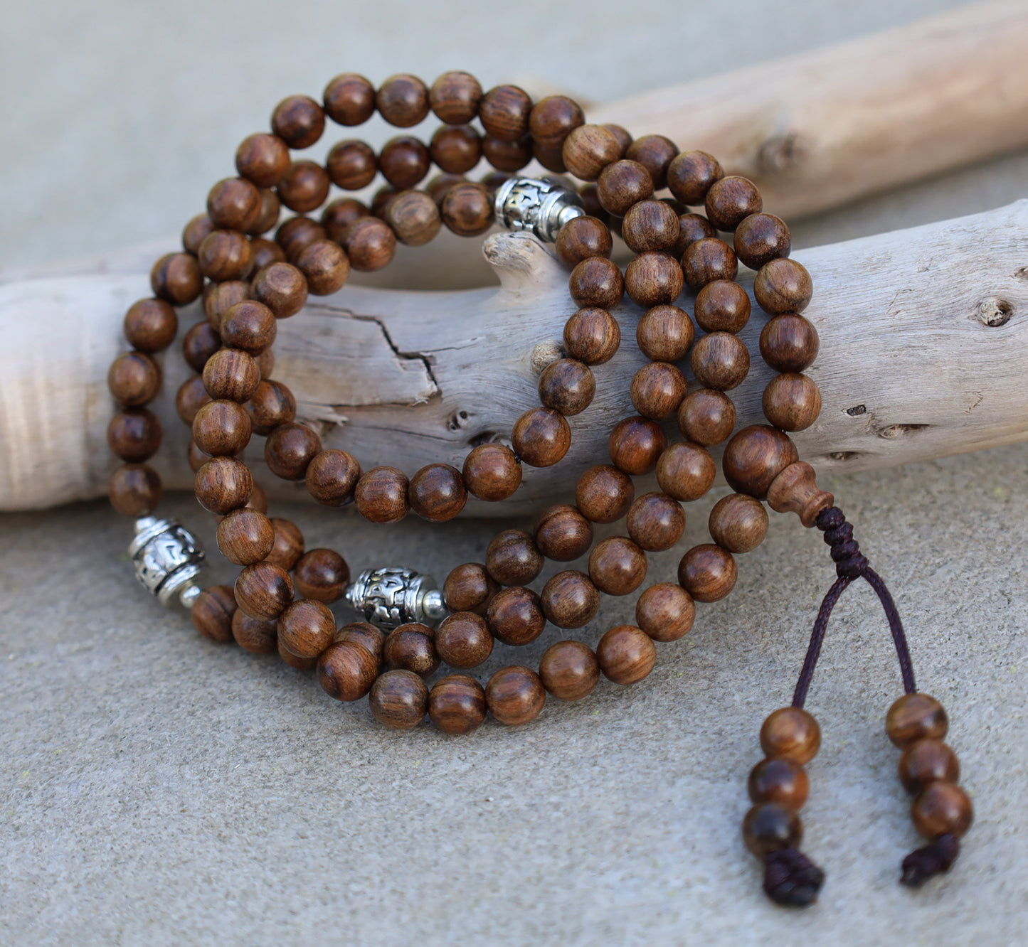 Tibetan Meditation Dark Kadam wood 108 Beads Mala, Prayer Beads, Buddhist Prayer Beads, Wood Mala Yoga Necklace, Hindu Prayer Beads