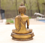 Buddha Statue Solid Brass Antique Finish Dhyana Mudra for Home Altar Shrine Meditation Room 8 Inches Tall
