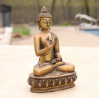 Blessing Buddha Statue Solid Brass for Home Altar Shrine Meditation Room 8 Inches Tall - DharmaObjects