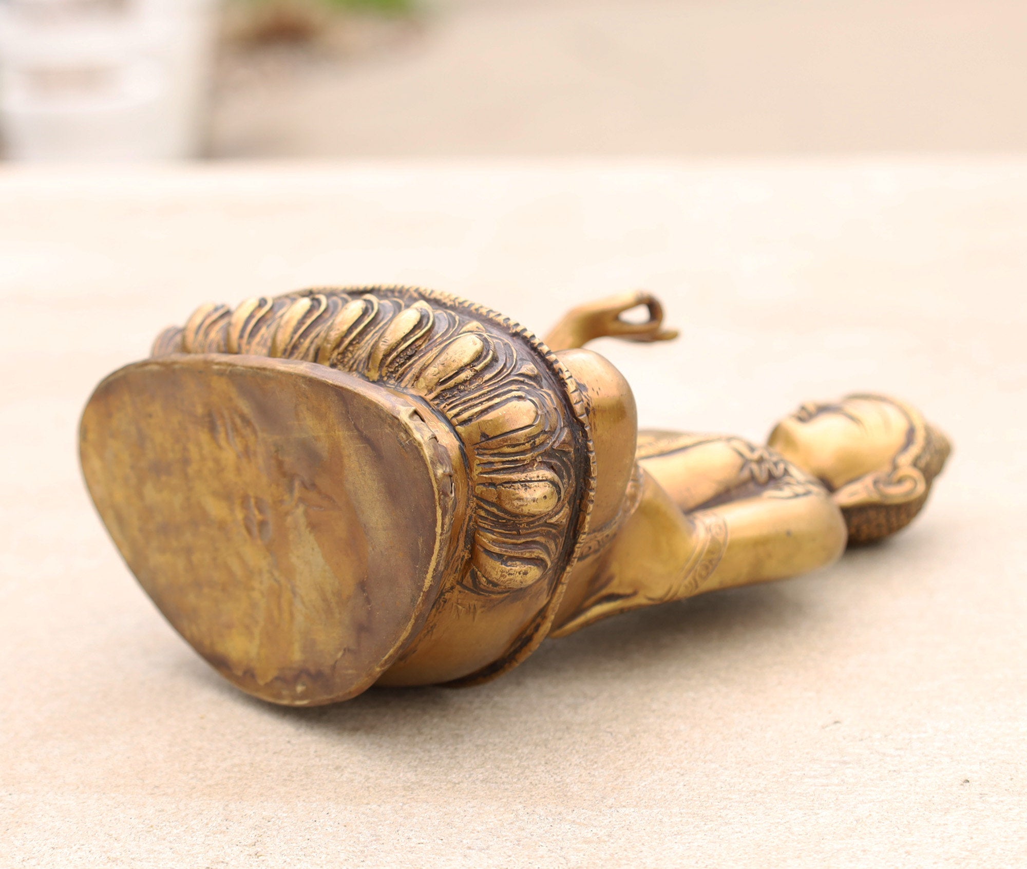 Blessing Buddha Statue Solid Brass for Home Altar Shrine Meditation Room 8 Inches Tall - DharmaObjects