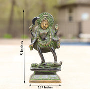 Hindu Goddess Of Time, Destruction & Power Kali Ma Statue Solid Brass 5 Inches Tall