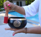 Tibetan Singing Bowl Complete Set Flower Of Life ~ For Meditation, Yoga, Spiritual Healing and Mindfulness ~ Extra Large