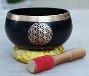 Tibetan Singing Bowl Complete Set Flower Of Life ~ For Meditation, Yoga, Spiritual Healing and Mindfulness ~ Extra Large