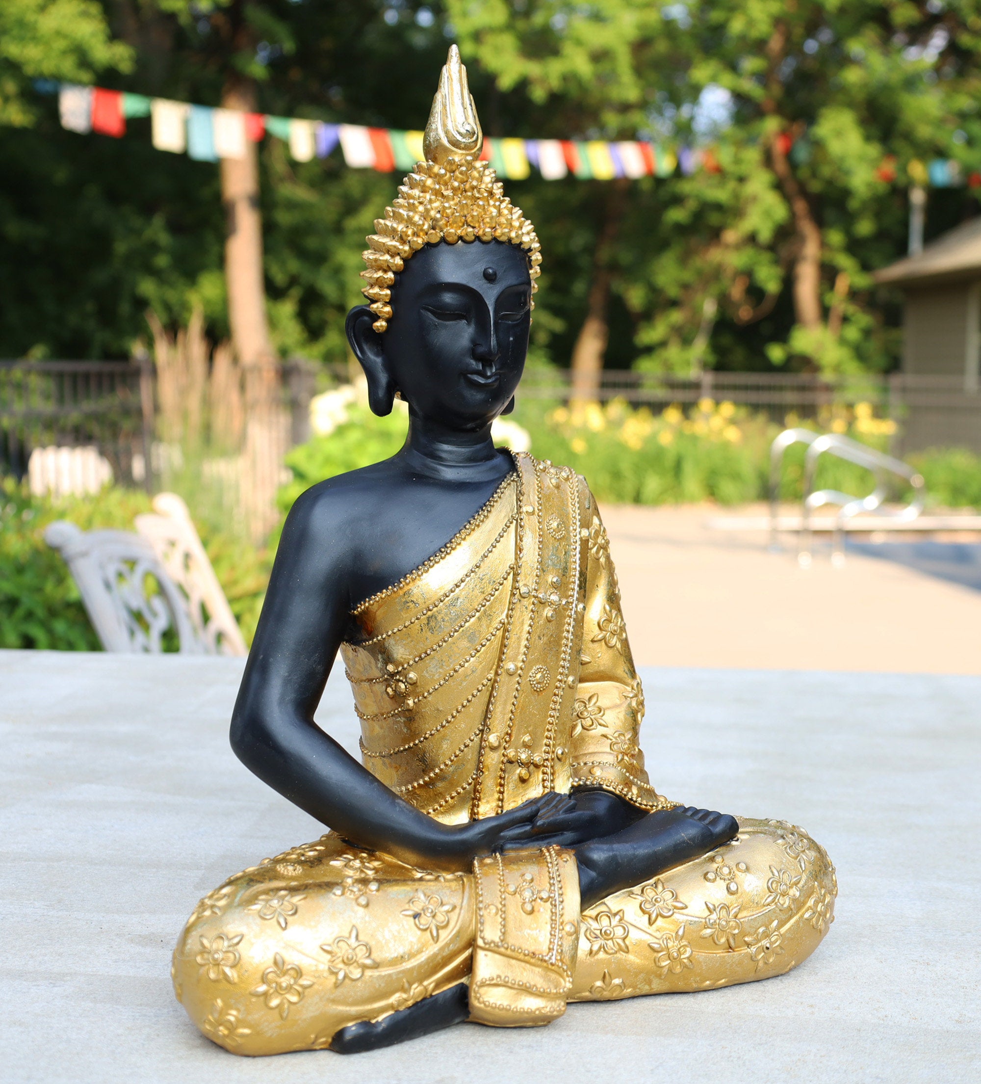 Large Buddha Statue Meditating Mindfulness Peace Harmony 16 Inches Tall