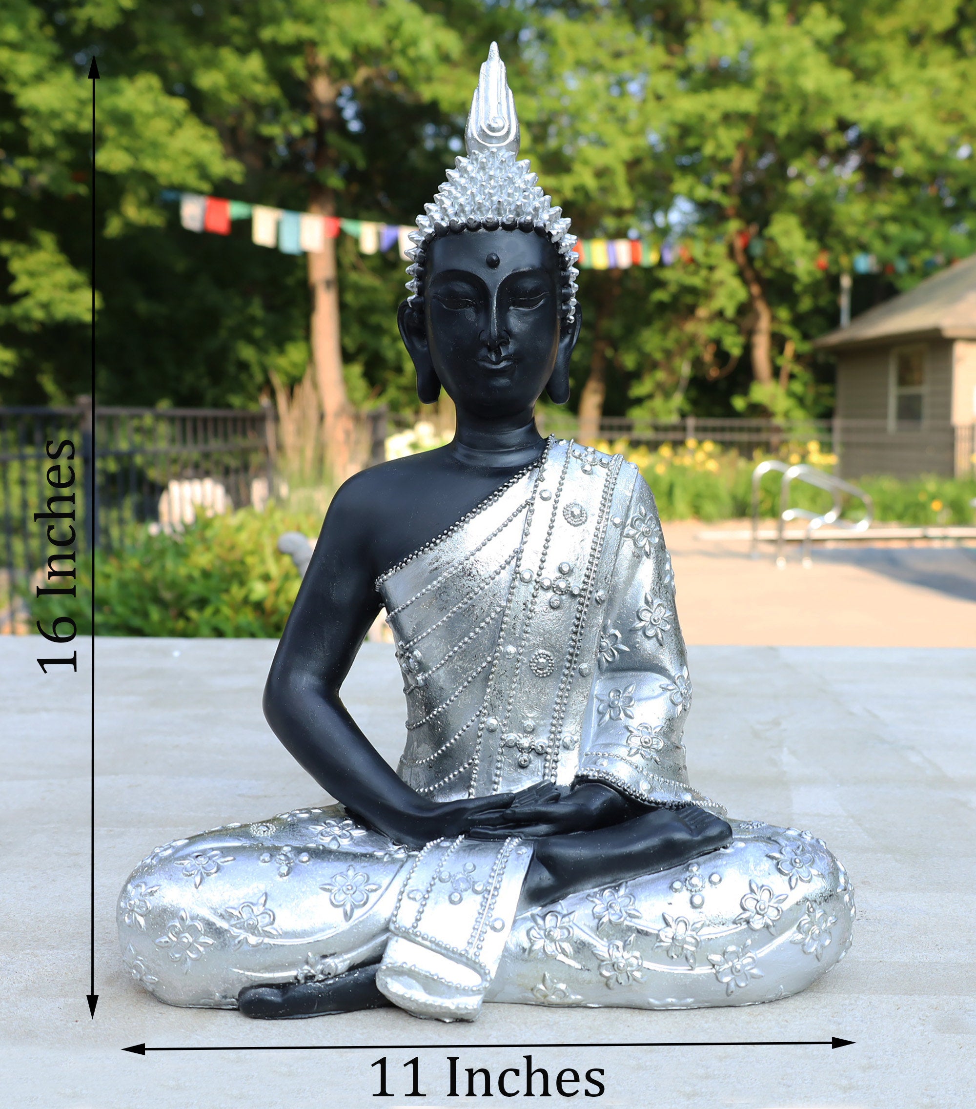 Large Buddha Statue Meditating Mindfulness Peace Harmony 16 Inches Tall