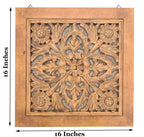 Handcrafted Large Lotus Wood Wall Panel For Home Decor Hanging Art 16" X 16"