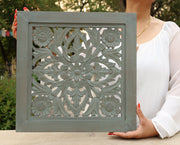 Handcrafted Large Lotus Wood Wall Panel For Home Decor Hanging Art 16" X 16"