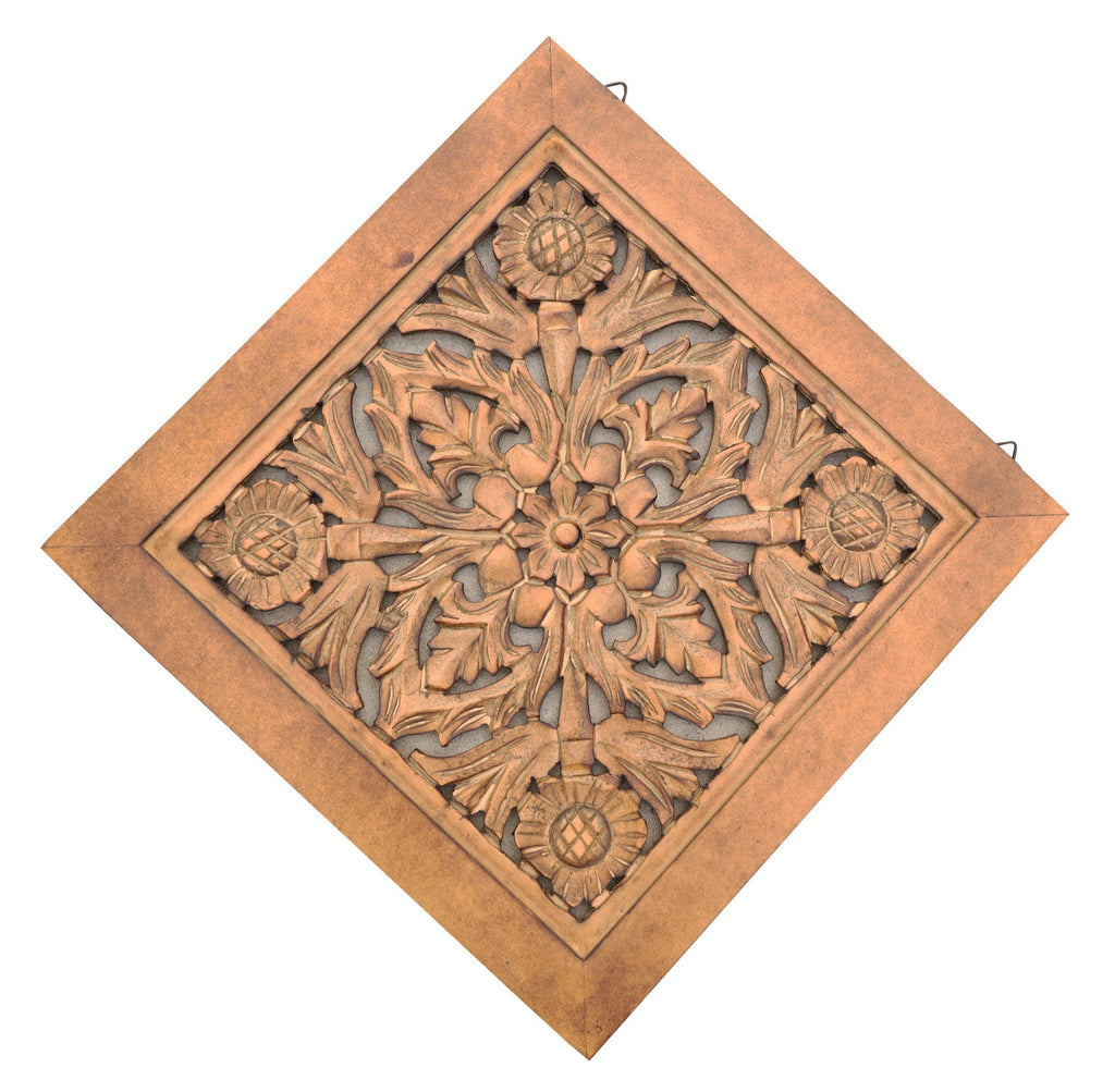 Handcrafted Large Lotus Wood Wall Panel For Home Decor Hanging Art 16" X 16"