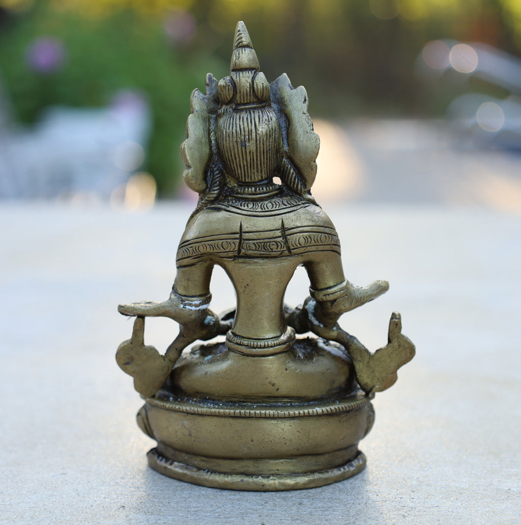Amitayus Long life Buddha Statue Solid Brass for Home Altar Shrine Meditation Room 5 Inches Tall