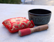 Tibetan Singing Bowl Complete Set Eight Lucky Symbol With Mallet and Cushion ~ For Meditation, Chakra Healing, Prayer, Yoga