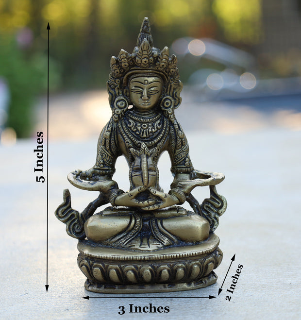 Amitayus Long life Buddha Statue Solid Brass for Home Altar Shrine Meditation Room 5 Inches Tall