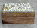 Hand Carved Wooden Set of 3 Box, Floral Motif Decorative Storage Box, Nesting Boxes - DharmaObjects