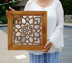 Handcrafted Large Lotus Wood Wall Panel For Home Decor Hanging Art 16" X 16"