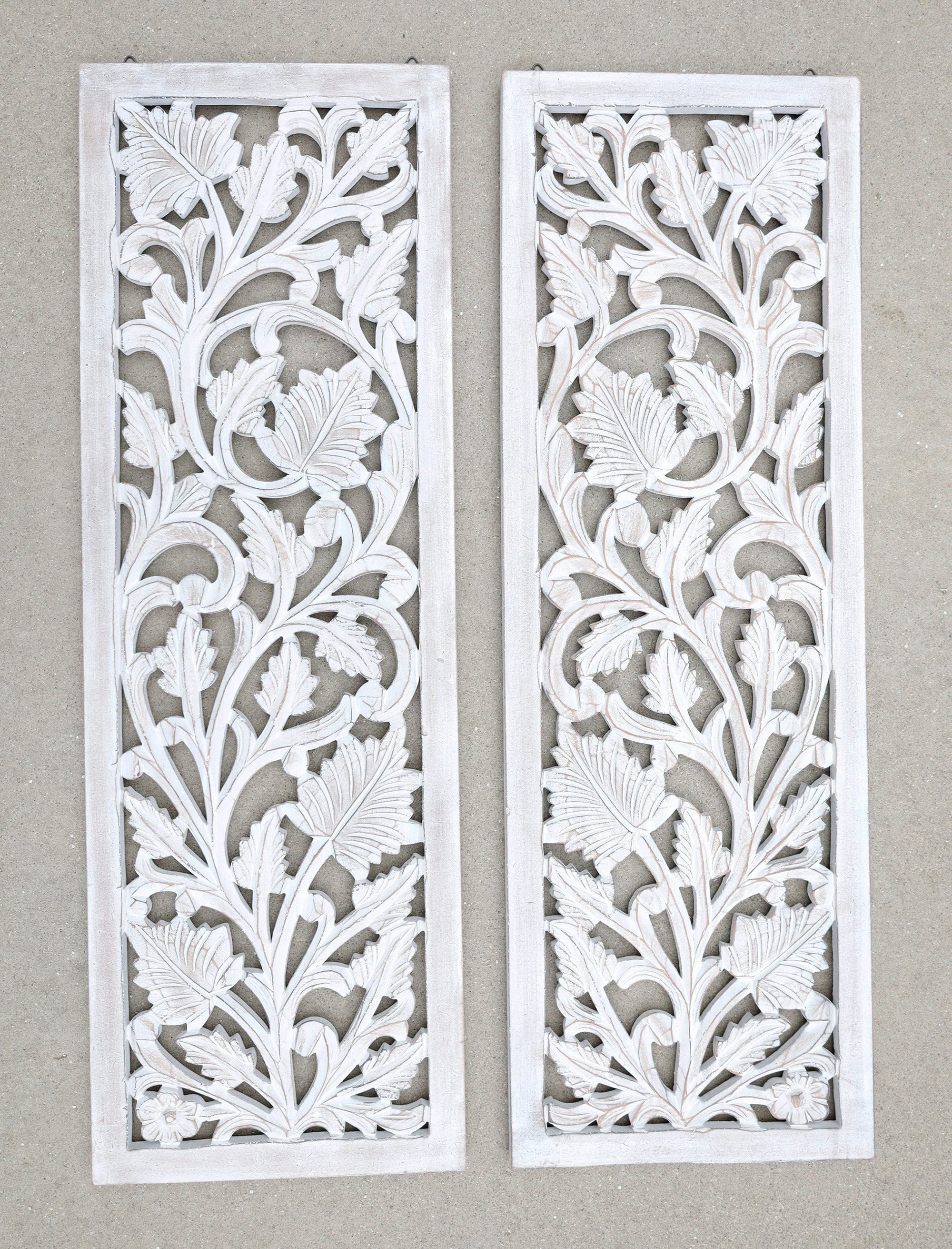 Handcrafted Set Of 2 Large Wood Wall Panels For Home Décor Hanging Art 12" X 35.5" - DharmaObjects