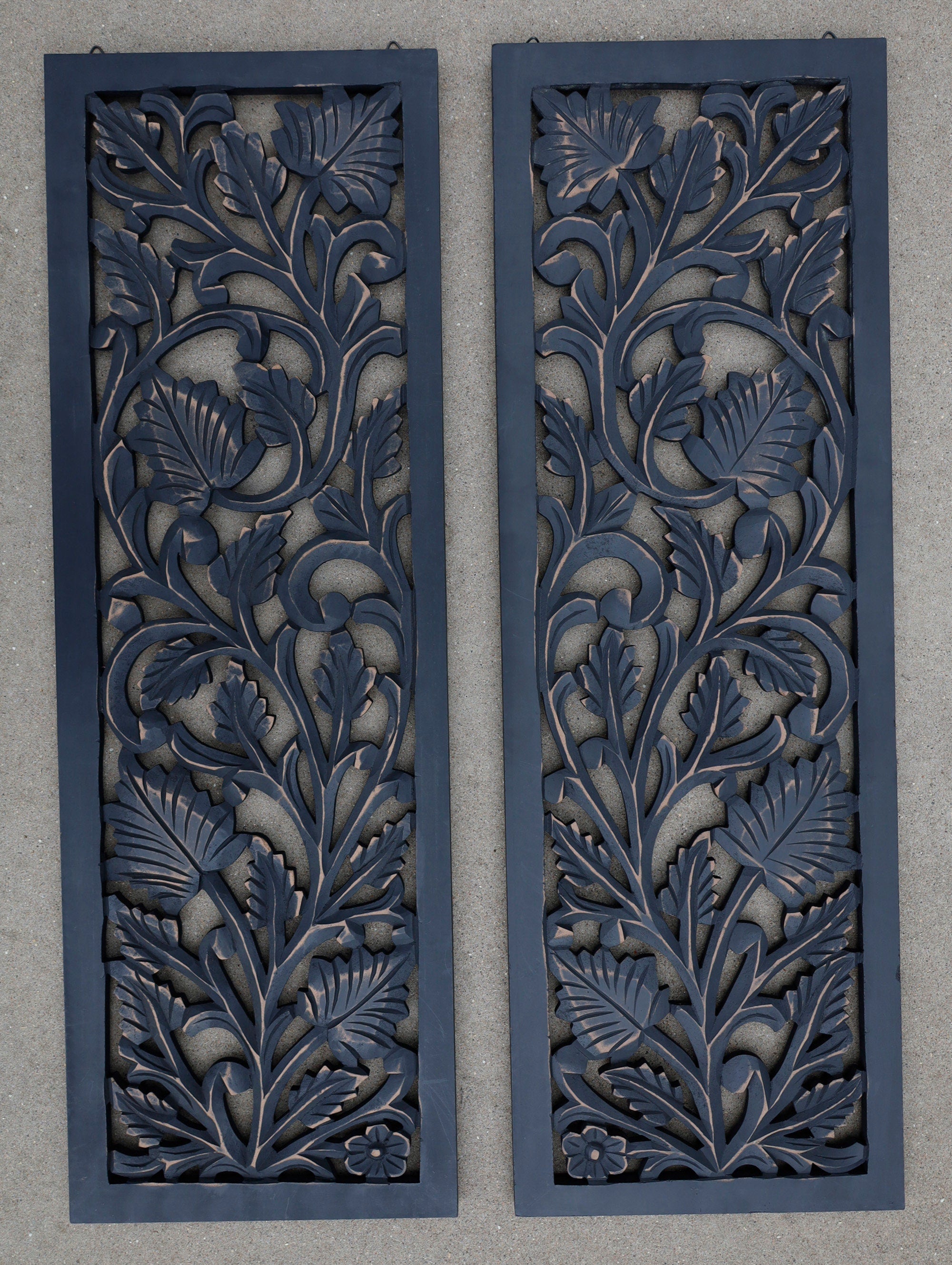 Handcrafted Set Of 2 Large Wood Wall Panels For Home Décor Hanging Art 12" X 35.5" - DharmaObjects