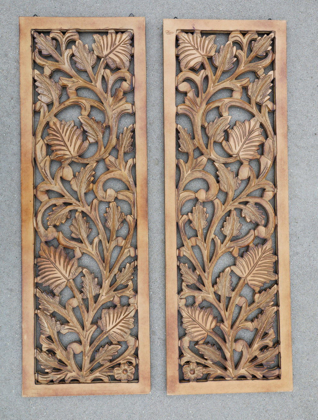 Handcrafted Set Of 2 Large Wood Wall Panels For Home Décor Hanging Art 12" X 35.5" - DharmaObjects