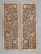 Handcrafted Set Of 2 Large Wood Wall Panels For Home Décor Hanging Art 12" X 35.5" - DharmaObjects
