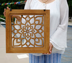 Handcrafted Large Lotus Wood Wall Panel For Home Decor Hanging Art 16" X 16"