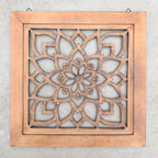 Handcrafted Large Lotus Wood Wall Panel For Home Decor Hanging Art 16" X 16"