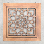Handcrafted Large Lotus Wood Wall Panel For Home Decor Hanging Art 16" X 16"