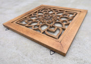 Handcrafted Large Lotus Wood Wall Panel For Home Decor Hanging Art 16" X 16"