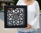 Handcrafted Large Lotus Wood Wall Panel For Home Decor Hanging Art 16" X 16"