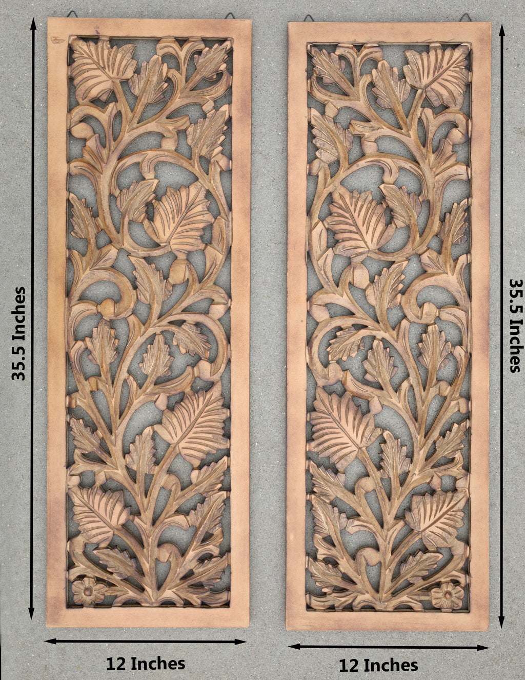 Handcrafted Set Of 2 Large Wood Wall Panels For Home Décor Hanging Art 12" X 35.5" - DharmaObjects