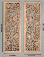 Handcrafted Set Of 2 Large Wood Wall Panels For Home Décor Hanging Art 12" X 35.5" - DharmaObjects