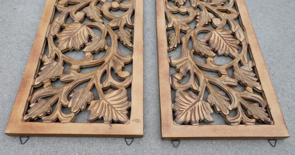 Handcrafted Set Of 2 Large Wood Wall Panels For Home Décor Hanging Art 12" X 35.5" - DharmaObjects