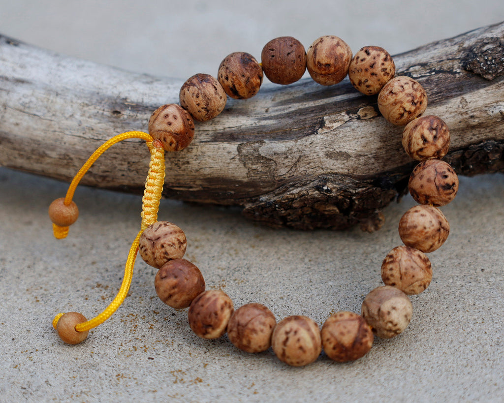 Tibetan Buddhist Bodhi Seed 18 Beads Adjustable Mala Bracelet Free Pouch