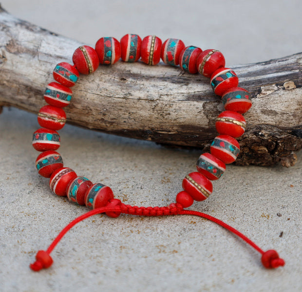 Tibetan Meditation Medicine Healing Yak Bone 21 Beads Wrist Mala Yoga Jewelry Free Pouch