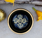 Tibetan 8 Lucky Symbols Singing Bowl Set 4" | Meditation Bowl with Rosewood Mallet & Brocade Cushion for Chakra Healing, Prayer & Yoga - DharmaObjects