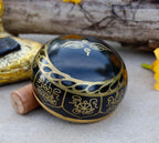 Tibetan 8 Lucky Symbols Singing Bowl Set 4" | Meditation Bowl with Rosewood Mallet & Brocade Cushion for Chakra Healing, Prayer & Yoga - DharmaObjects