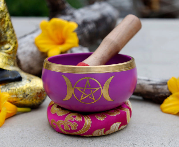 Tibetan Singing Bowl Triple Moon Complete Set ~ For Meditation, Yoga, Spiritual Healing and Mindfulness ~ Medium