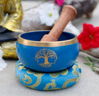 Tibetan Tree Of Life Singing Bowl Set 4" | Handmade Meditation Bowl with Mallet & Cushion for Yoga, Mindfulness & Spiritual Healing - DharmaObjects