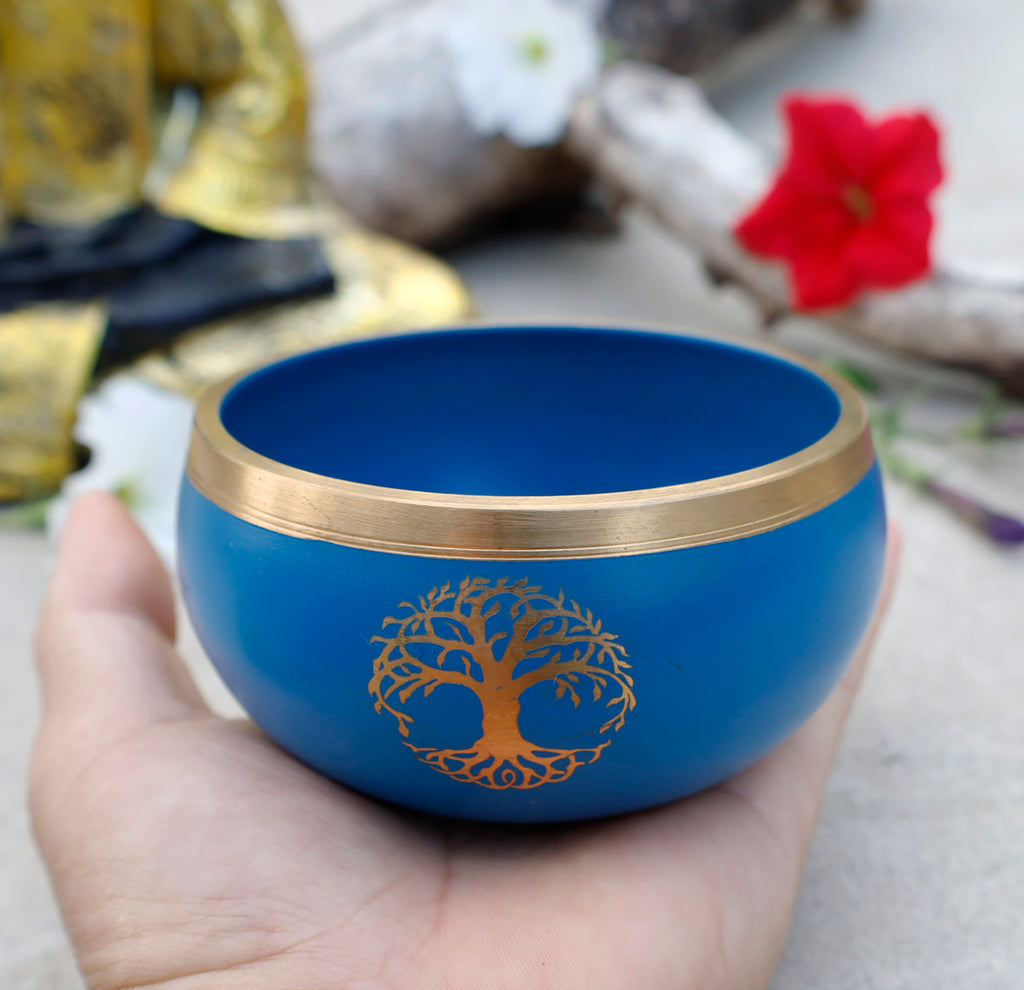 Tibetan Tree Of Life Singing Bowl Set 4" | Handmade Meditation Bowl with Mallet & Cushion for Yoga, Mindfulness & Spiritual Healing - DharmaObjects