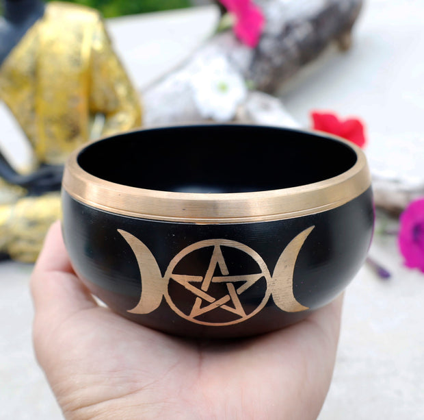 Tibetan Singing Bowl Triple Moon Complete Set ~ For Meditation, Yoga, Spiritual Healing and Mindfulness ~ Medium