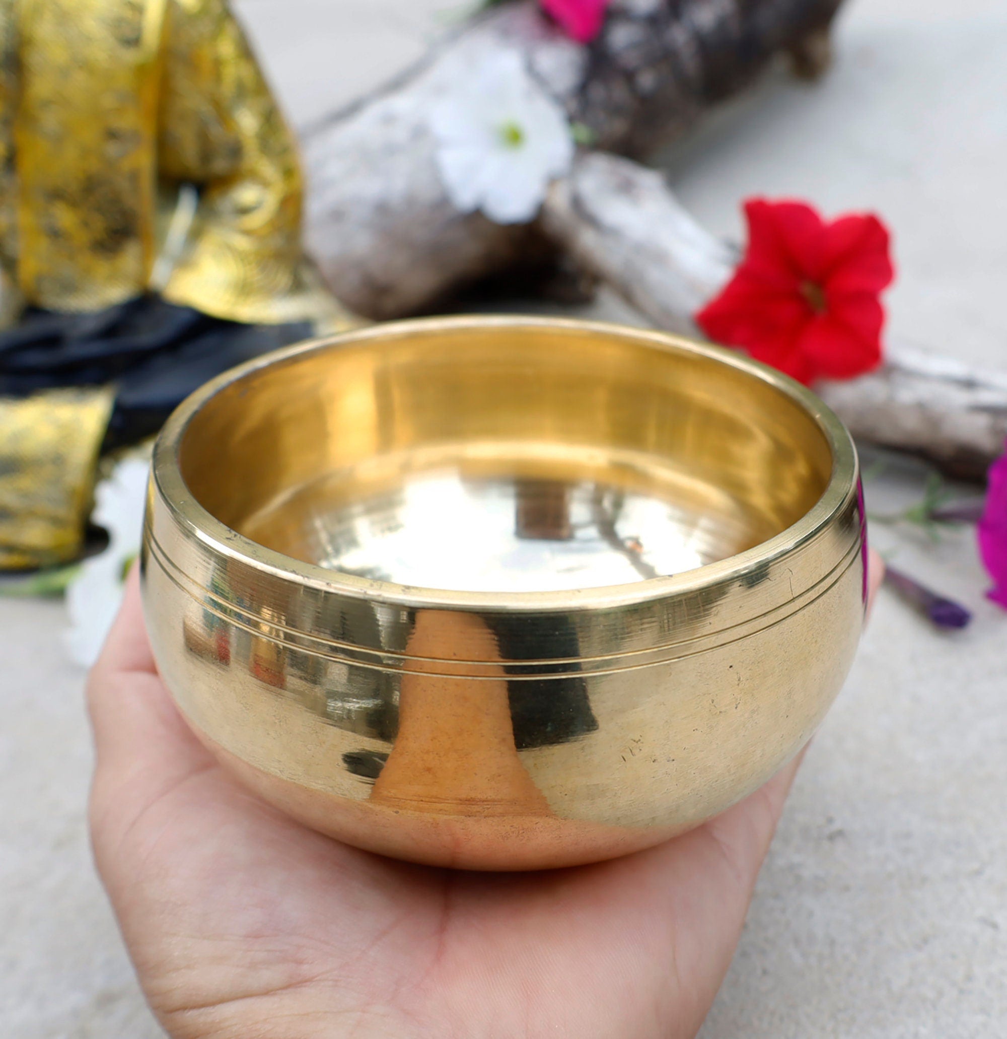 Tibetan Singing Bowl Complete Set ~ For Mindfulness Meditation, Chakra Healing, Yoga (Medium) - DharmaObjects