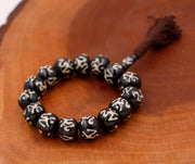 Tibetan Meditation Bone 14 Beads Wrist Mala Om Yin Yang Yoga Jewelry