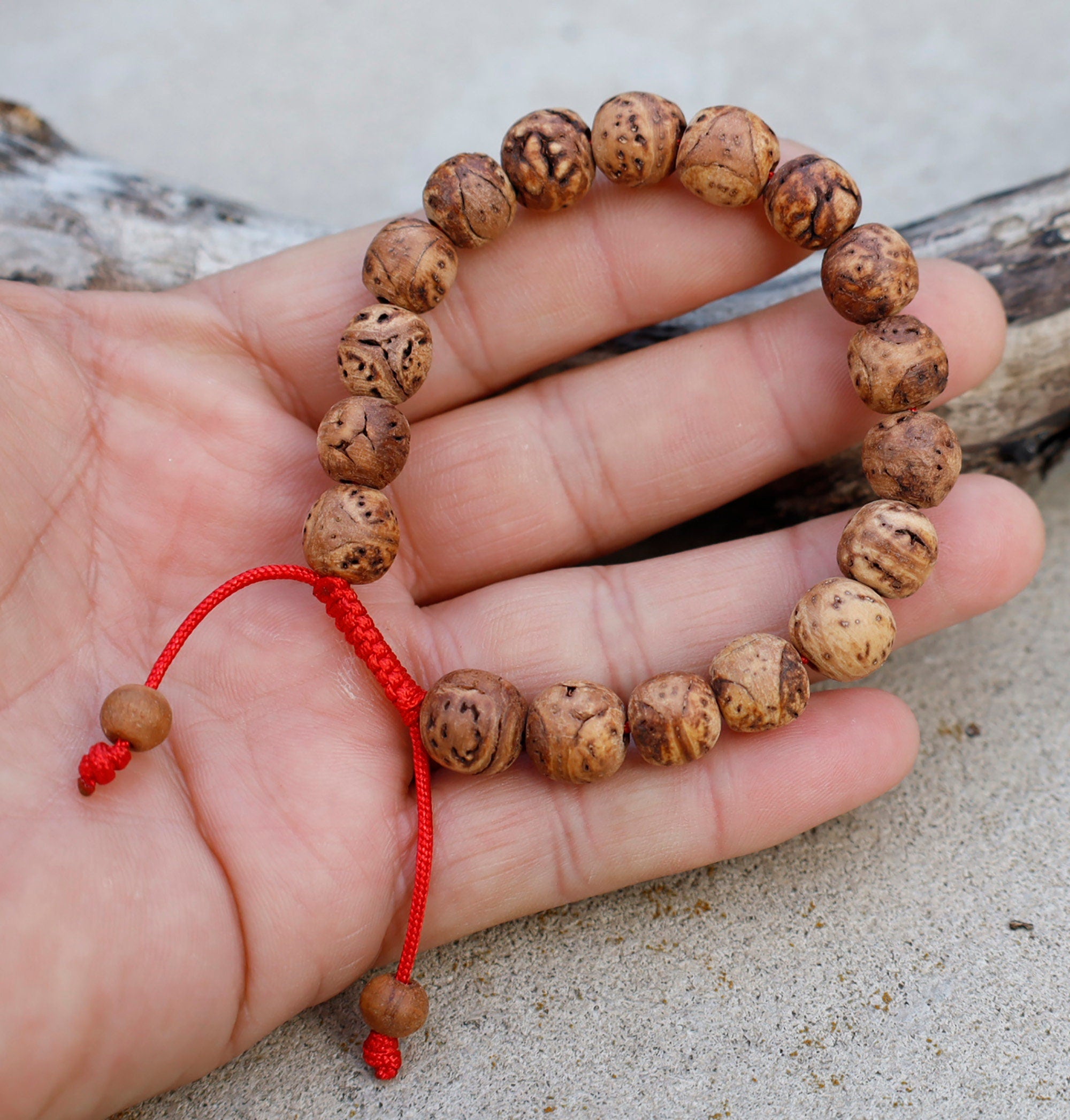 Tibetan Buddhist Bodhi Seed 18 Beads Adjustable Mala Bracelet Free Pouch