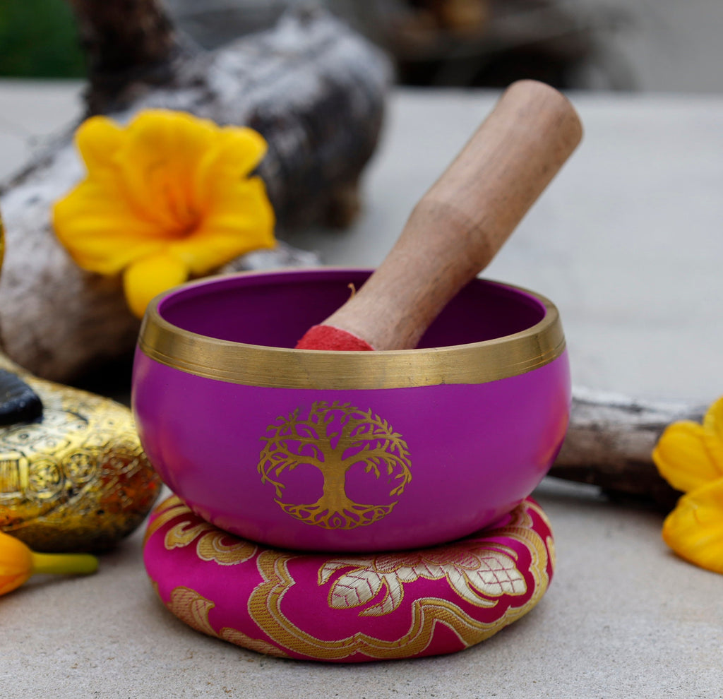 Singing Bowl Complete Set Tree Of Life ~ For Meditation, Yoga, Spiritual Healing and Mindfulness ~ Medium - DharmaObjects