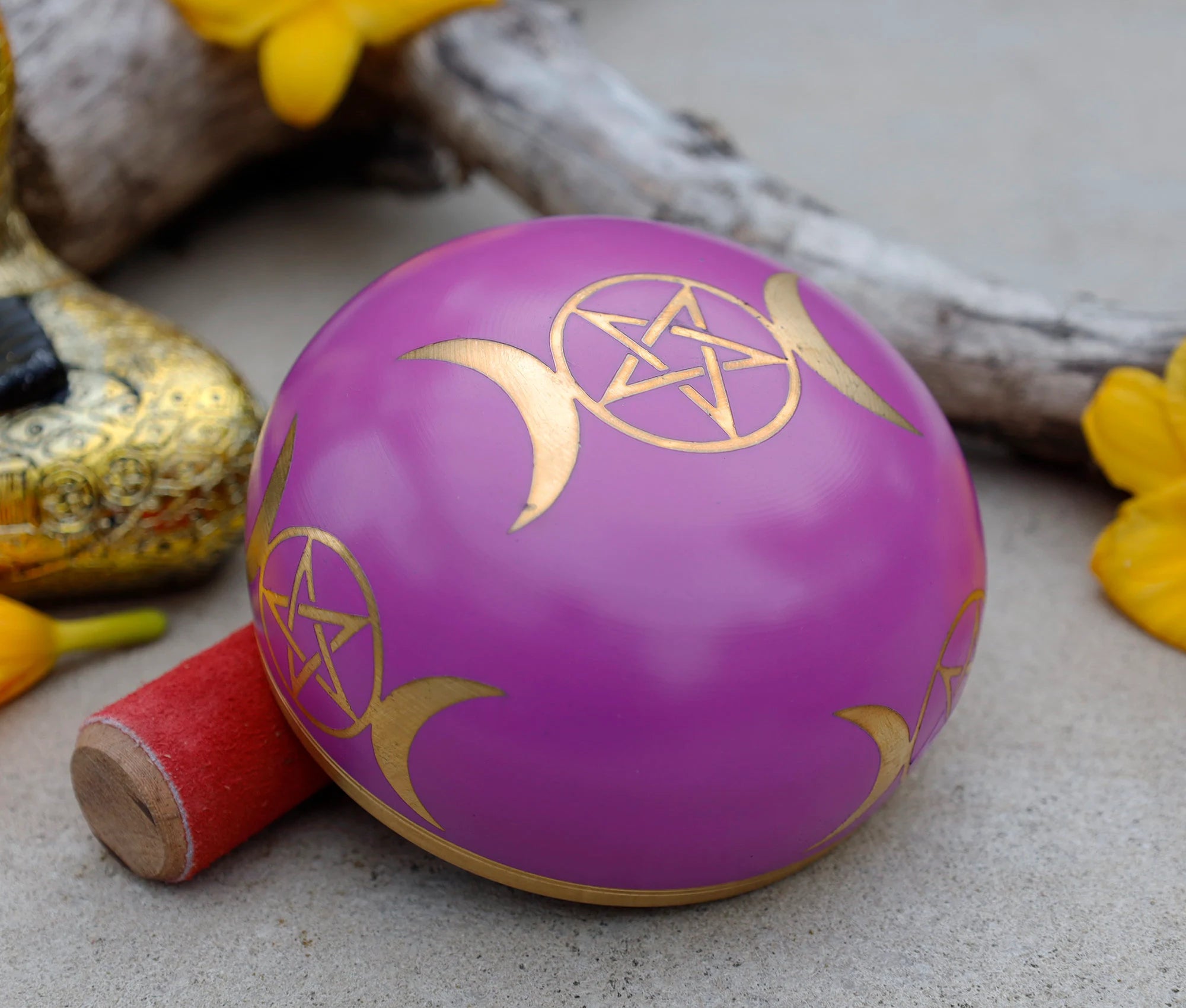 Tibetan Singing Bowl Triple Moon Complete Set ~ For Meditation, Yoga, Spiritual Healing and Mindfulness ~ Medium