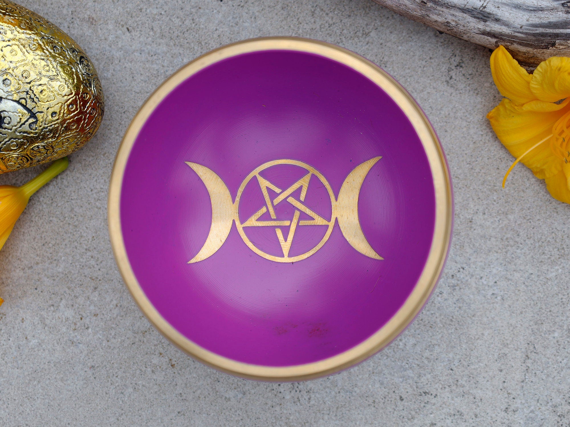 Tibetan Singing Bowl Triple Moon Complete Set ~ For Meditation, Yoga, Spiritual Healing and Mindfulness ~ Medium