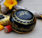 Tibetan Singing Bowl Om Mani ~ With Mallet And Brocade Cushion ~ For Mindfulness Meditation, Chakra Healing, Yoga (Medium) - DharmaObjects