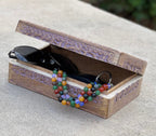 Hand Carved Celestials Star Moon Wooden Box Keepsake Jewelry Storage