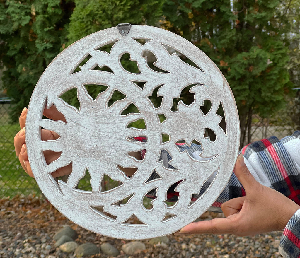 Handcrafted Wooden Celestial Sun Moon Wall Décor Hanging Art