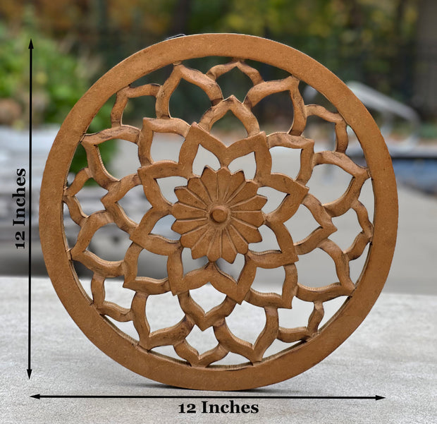 Handcrafted Wooden Lotus Flower Wall Décor Hanging Art