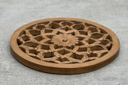 Lot Of 16 pcs Handcrafted Wooden Lotus Flower Wall Décor Hanging Art - Natural